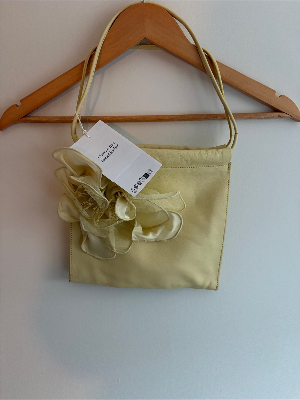 & Other Stories Light Yellow Floral Appliqué Shoulder Bag